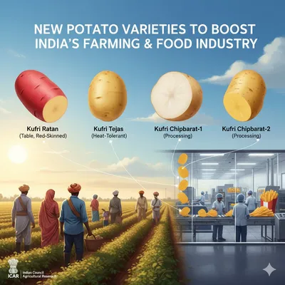 India Approves Four New High-Yield Potato Varieties for Nationwide Cultivation and Processing